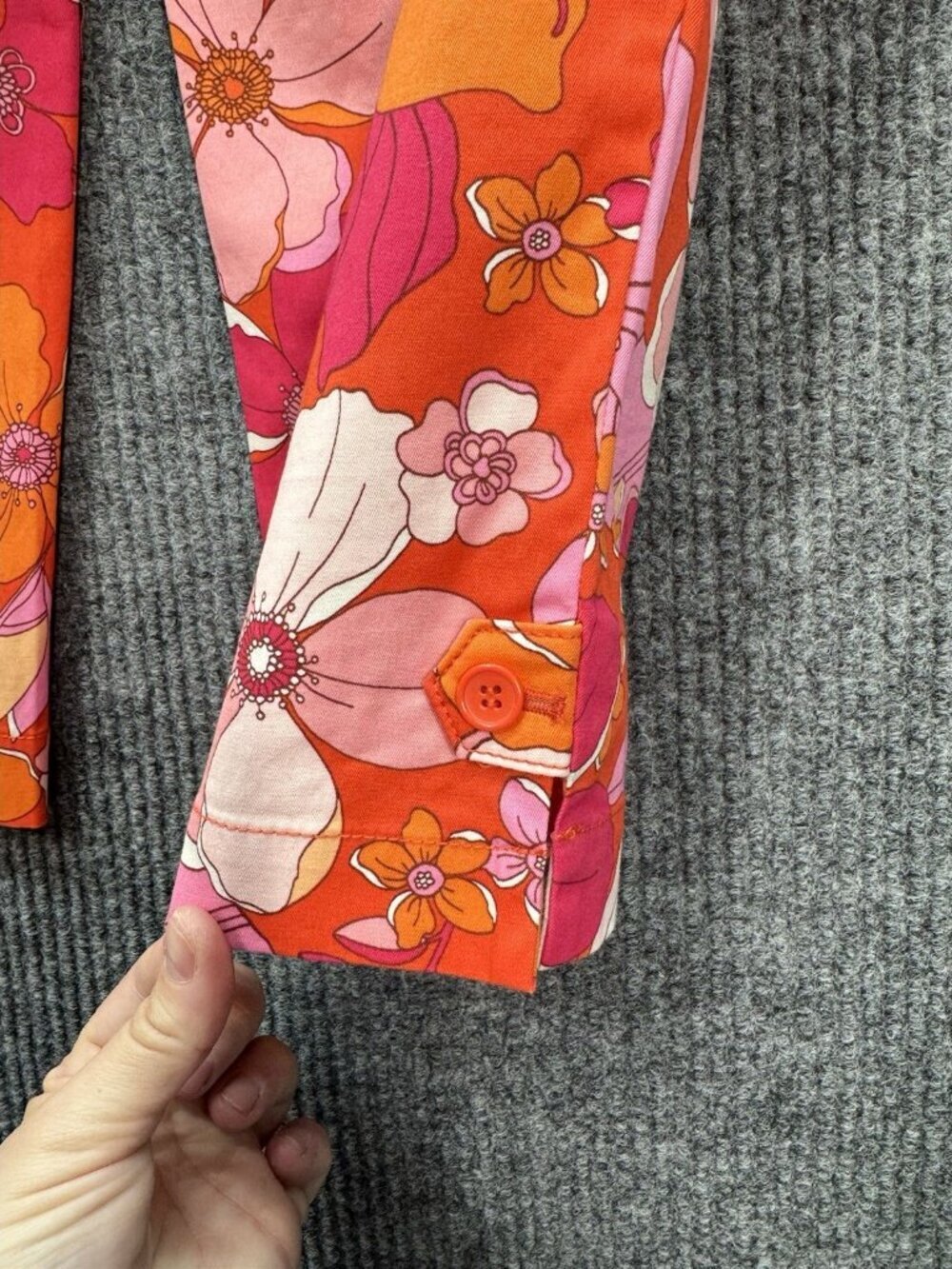 Talbots Perfect Crop Pants Womens 12P Petite Pink Orange Floral Flowers Chino - Picture 3 of 11